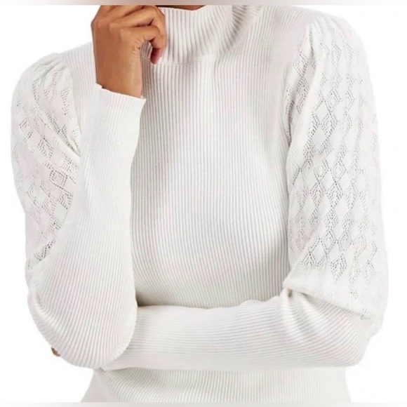 Hooked Up by IOT Sweaters - Hooked Up by IOT White/Cream Turtle Neck Sweater